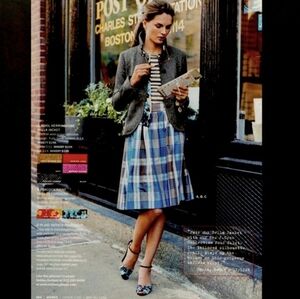 J. Crew Collection Iconic Blue Plaid Silk Circle Skirt 6